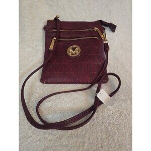 Mia K Farrow Collection MFK Red Vegan Leather  Crossbody Purse w/ Gold Hardware